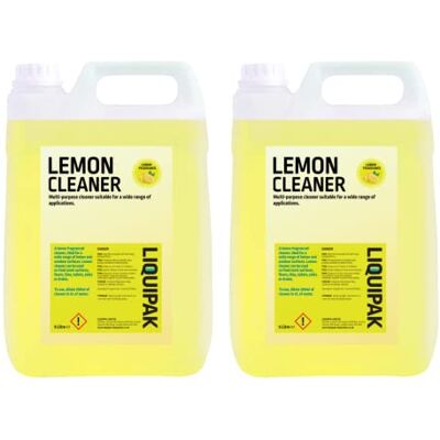 Liquipak Lemon Cleaner 2x5L – powerful concentrated multi-surface cleaning solution with fresh lemon fragrance. Strong cleaner for floors, tiles, sinks & toilets. Liquipak Lemon Cleaner 2x5L – powerful concentrated multi-surface cleaning solution with fresh lemon fragrance. Strong cleaner for floors, tiles, sinks & toilets.