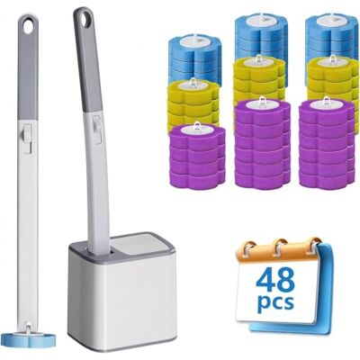 Yeqqzq Disposable Toilet Brush and Holder Set,Extended Handle with 48 Cleaner Refills Toilet Brush for Toilet Bowl Cleaners,Bathroom Cleaning Yeqqzq Disposable Toilet Brush and Holder Set,Extended Handle with 48 Cleaner Refills Toilet Brush for Toilet Bowl Cleaners,Bathroom Cleaning