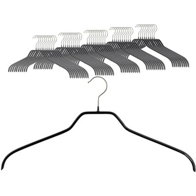 MAWA Set of 50 Space Saving Non Slip Hangers for Shirts and Blouses with 360° Swivel Hook, Non-Slip Coating, 41 cm, Black MAWA Set of 50 Space Saving Non Slip Hangers for Shirts and Blouses with 360° Swivel Hook, Non-Slip Coating, 41 cm, Black