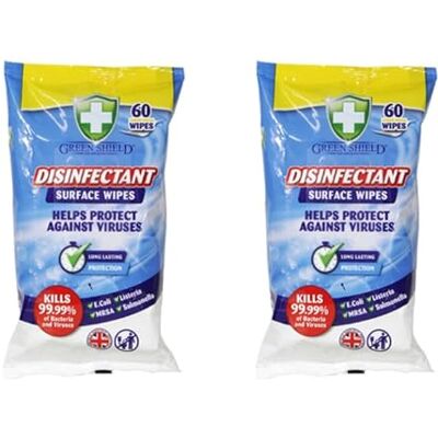 UHR URBAN HOME RANGE Green Shield Disinfectant Surface Wipes, Multi-Surface, Ready-to-Use, Effective Formula, Reliable Care Solution, Easy-to-Carry, Ideal for Tables, Worktops, Door Handles & Appliances (Pack of 2) UHR URBAN HOME RANGE Green Shield Disinfectant Surface Wipes, Multi-Surface, Ready-to-Use, Effective Formula, Reliable Care Solution, Easy-to-Carry, Ideal for Tables, Worktops, Door Handles & Appliances (Pack of 2)