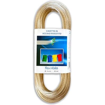 IPEA Clothesline 4 mm Steel – 20 metres – Made in Italy – Plastified Outdoor Laundry Line – Clothes – Transparent Colour – Thickness 0.5 cm IPEA Clothesline 4 mm Steel – 20 metres – Made in Italy – Plastified Outdoor Laundry Line – Clothes – Transparent Colour – Thickness 0.5 cm