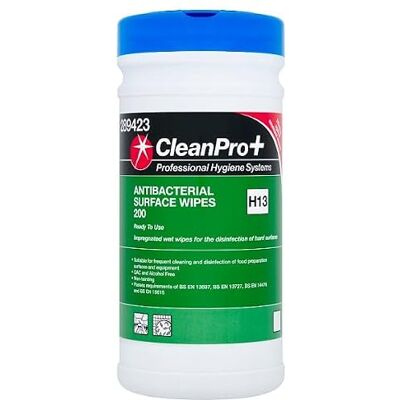 CleanPro+ Antibacterial Surface Wipes, Food Safe, Alcohol-Free, Ready to Use, 200 Wipes CleanPro+ Antibacterial Surface Wipes, Food Safe, Alcohol-Free, Ready to Use, 200 Wipes