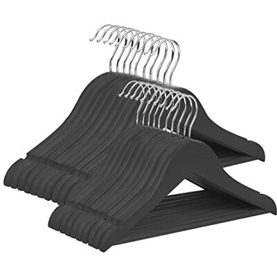 HOHAOO Coat Hangers,Set of 40 Natural Wood Wooden Coat Hangers with Round Trouser Bar and Shoulder Notches for Coat,Jacket,Suit,Dress,Trousers,Strong and Durable Wardrobe Space Saver HOHAOO Coat Hangers,Set of 40 Natural Wood Wooden Coat Hangers with Round Trouser Bar and Shoulder Notches for Coat,Jacket,Suit,Dress,Trousers,Strong and Durable Wardrobe Space Saver