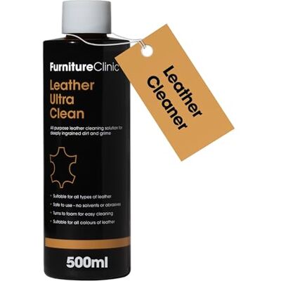 Furniture Clinic Leather Ultra Clean 500ml All-Purpose Leather Cleaner Leather Cleaner for Sofas Leather Car Interior Cleaner Deep Cleans All Leather Types and Colours Furniture Clinic Leather Ultra Clean 500ml All-Purpose Leather Cleaner Leather Cleaner for Sofas Leather Car Interior Cleaner Deep Cleans All Leather Types and Colours