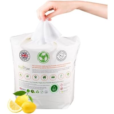 GymiTize Multi-Purpose Wipes, Surface Wipes 500 Refills Per Pack (Pack of 1) MultiTize, Antibacterial Hand Sanitiser & Screen and Floor Wipes or a General Surface Cleaner.100% Biodegradable GymiTize Multi-Purpose Wipes, Surface Wipes 500 Refills Per Pack (Pack of 1) MultiTize, Antibacterial Hand Sanitiser & Screen and Floor Wipes or a General Surface Cleaner.100% Biodegradable
