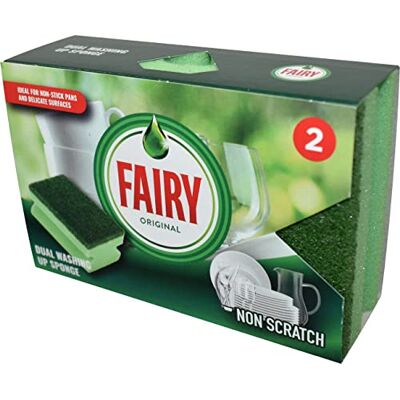 Addis Fairy Originals Non Scratch General Dual Sponge Scourer with Crystals, Pack of 2, Green,one size Addis Fairy Originals Non Scratch General Dual Sponge Scourer with Crystals, Pack of 2, Green,one size
