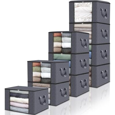edihome , Clothes Storage Bag, (10 pieces), Wardrobe Organiser, with Reinforced Handles, Heavy Duty Cloth Pouches with Transparent Window (Dark gray, Pack of 10) edihome , Clothes Storage Bag, (10 pieces), Wardrobe Organiser, with Reinforced Handles, Heavy Duty Cloth Pouches with Transparent Window (Dark gray, Pack of 10)