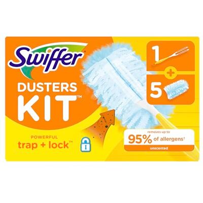 Swiffer Unscented Duster Kit, 1 Yellow handle and 5 blue dusters Swiffer Unscented Duster Kit, 1 Yellow handle and 5 blue dusters