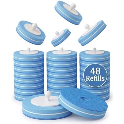 kinxuanda Disposable Toilet Brush Refill Heads 48 pack – Lasting Hygienic Cleaning Pads for Flush Buddy & Compatible Handles – Toilet Brush Refills Pads (Blue) (No Handle Included) kinxuanda Disposable Toilet Brush Refill Heads 48 pack – Lasting Hygienic Cleaning Pads for Flush Buddy & Compatible Handles – Toilet Brush Refills Pads (Blue) (No Handle Included)
