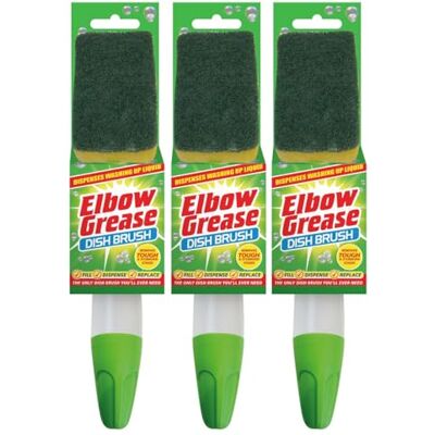 Karrma Ltd. Elbow Grease Washing Up Brushes with Heavy Duty Sponge Pack of 3 Karrma Ltd. Elbow Grease Washing Up Brushes with Heavy Duty Sponge Pack of 3