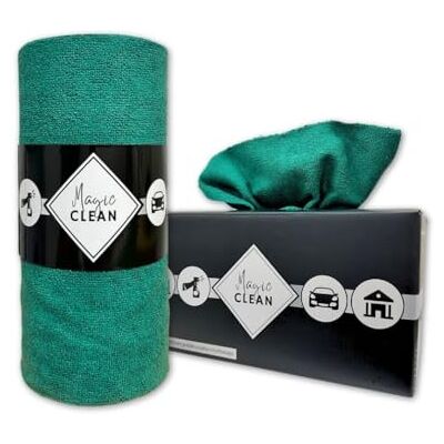 Phoenix Roll of Microfibre Cloth Box of 75 Reusable Microfibre Cloths Magic Cleaning Cloths for Windows and Cars, Microfibre, Microfibre Cloth 30 x 30 cm, Thick and Absorbent Green Phoenix Roll of Microfibre Cloth Box of 75 Reusable Microfibre Cloths Magic Cleaning Cloths for Windows and Cars, Microfibre, Microfibre Cloth 30 x 30 cm, Thick and Absorbent Green