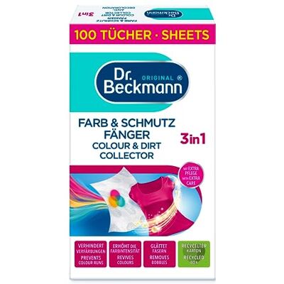 Dr. Beckmann Colour Collector 3in1 colour collecting sheets for ultimate protection now with EXTRA COLOUR & FIBRE CARE XXL Fresh Pack of 100 Sheets Dr. Beckmann Colour Collector 3in1 colour collecting sheets for ultimate protection now with EXTRA COLOUR & FIBRE CARE XXL Fresh Pack of 100 Sheets