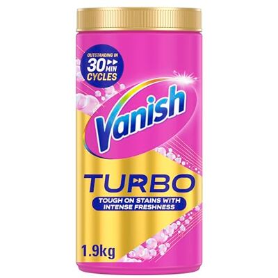 Vanish Turbo Stain Remover Powder, 1.9kg, Boosted Oxi Action for Quick Wash, Removes Stains, Safe on Colours and White Vanish Turbo Stain Remover Powder, 1.9kg, Boosted Oxi Action for Quick Wash, Removes Stains, Safe on Colours and White