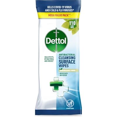 Dettol Anti-Bacterial Biodegradable Large Surface Wipes 110ea Dettol Anti-Bacterial Biodegradable Large Surface Wipes 110ea