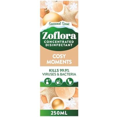 Zoflora Cosy Moments Concentrated Disinfectant Liquid, 1 x 250ml, Warm & Inviting Scent, Antibacterial & Multi-Surface Cleaner, Kills 99.9% of Germs Zoflora Cosy Moments Concentrated Disinfectant Liquid, 1 x 250ml, Warm & Inviting Scent, Antibacterial & Multi-Surface Cleaner, Kills 99.9% of Germs