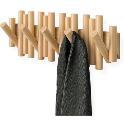 Umbra Picket Coat Rack Wall Mount – 5 Flip-Down Wood Coat Hooks, Modern & Functional Storage, Easy Install Wall Hooks, Natural Umbra Picket Coat Rack Wall Mount – 5 Flip-Down Wood Coat Hooks, Modern & Functional Storage, Easy Install Wall Hooks, Natural