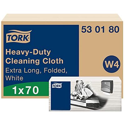 Tork Heavy-Duty Cleaning Cloth White W4, 1 ply, 1 Pack x 70 Cloths, 530180 Tork Heavy-Duty Cleaning Cloth White W4, 1 ply, 1 Pack x 70 Cloths, 530180