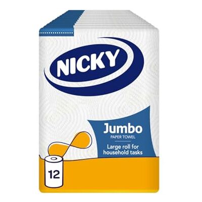 Nicky Jumbo, 12 Rolls of Kitchen Towel, 2-Ply Nicky Jumbo, 12 Rolls of Kitchen Towel, 2-Ply