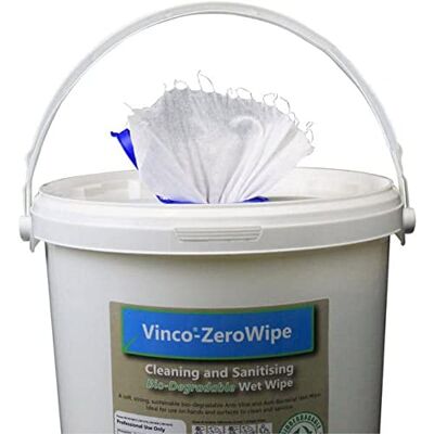 Vinco -ZEROWIPE BIO-DEGRADABLE WET WIPES 200X200MM BUCKET OF 500 Vinco -ZEROWIPE BIO-DEGRADABLE WET WIPES 200X200MM BUCKET OF 500