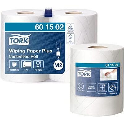 Tork Centrefeed Wiping Paper Plus White M2, Multipurpose, 2 x 368 Sheets, 601502 Tork Centrefeed Wiping Paper Plus White M2, Multipurpose, 2 x 368 Sheets, 601502
