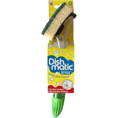 Dishmatic Washing Up Brush & Refill Heavy Duty Scourer Sponge Cleaning Dishmatic Washing Up Brush & Refill Heavy Duty Scourer Sponge Cleaning