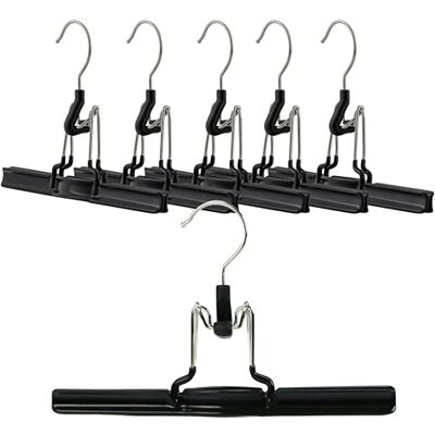MAWA by Reston Lloyd Non-Slip Space-Saving Clothes Hanger with Clamp for Pants and Skirts, Style M/26, Set of 6, Black MAWA by Reston Lloyd Non-Slip Space-Saving Clothes Hanger with Clamp for Pants and Skirts, Style M/26, Set of 6, Black