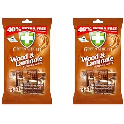 UHR URBAN HOME RANGE Green Shield Wood & Laminate Surface Wipes, Powerful Formula, Dust Removal, Quick, Ready-to-Use, Effective Cleaning, Ideal for Sealed Wood, Laminate Panels, Shelves, Wardrobes & Doors (Pack of 2) UHR URBAN HOME RANGE Green Shield Wood & Laminate Surface Wipes, Powerful Formula, Dust Removal, Quick, Ready-to-Use, Effective Cleaning, Ideal for Sealed Wood, Laminate Panels, Shelves, Wardrobes & Doors (Pack of 2)