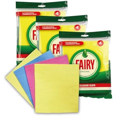 Addis Fairy Original Plant-Based Eco Cellulose Wipe Clean Reusable Sponge Cloths, Mixed Colours, Bulk Pack of 12 Sponge Cloths Addis Fairy Original Plant-Based Eco Cellulose Wipe Clean Reusable Sponge Cloths, Mixed Colours, Bulk Pack of 12 Sponge Cloths