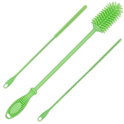 Kitchiny Silicone Bottle Brush 12.5 inch with 2 Straw Cleaners – Green Kitchiny Silicone Bottle Brush 12.5 inch with 2 Straw Cleaners – Green