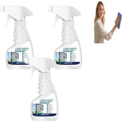MXXMYX Window Screen & Mesh Cleaner Spray, Removes Dust , (3PCS) Mesh Screen Cleaner,Window Screen Grime Remover,120ML MXXMYX Window Screen & Mesh Cleaner Spray, Removes Dust , (3PCS) Mesh Screen Cleaner,Window Screen Grime Remover,120ML