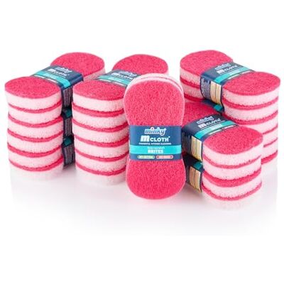 Minky Brites, 24 Pack, Non-Scratch, Anti-Bacterial and Anti-Grease Washing Up Sponge, Cleaning Products, Kitchen Sponge, Scourers, Pink Minky Brites, 24 Pack, Non-Scratch, Anti-Bacterial and Anti-Grease Washing Up Sponge, Cleaning Products, Kitchen Sponge, Scourers, Pink