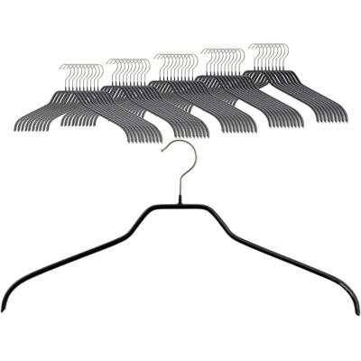 MAWA Set of 50 Space Saving Non Slip Hangers for Shirts and Blouses with 360° Swivel Hook Non Slip Coating 45cm Black MAWA Set of 50 Space Saving Non Slip Hangers for Shirts and Blouses with 360° Swivel Hook Non Slip Coating 45cm Black