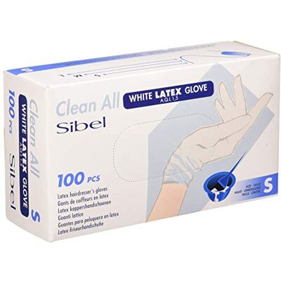 Sibel Clean All Latex Gloves Medium Pack of 100 White Sibel Clean All Latex Gloves Medium Pack of 100 White