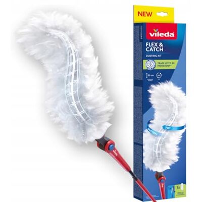 Vileda FLEX & CATCH Extendable Handle Duster with Extendable Handle 93 cm, 1 Complete Replacement, 360° Cleaning, Flexible, Maximum Cleaning Vileda FLEX & CATCH Extendable Handle Duster with Extendable Handle 93 cm, 1 Complete Replacement, 360° Cleaning, Flexible, Maximum Cleaning
