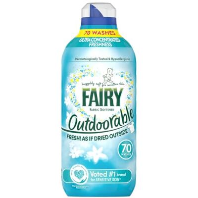 Fairy Outdoorable Fabric Conditioner 70 Washes, Ultra Concentrated Formula For Sensitive Skin And Dermatologically Tested 100 Percent Recycled Bottle Fairy Outdoorable Fabric Conditioner 70 Washes, Ultra Concentrated Formula For Sensitive Skin And Dermatologically Tested 100 Percent Recycled Bottle