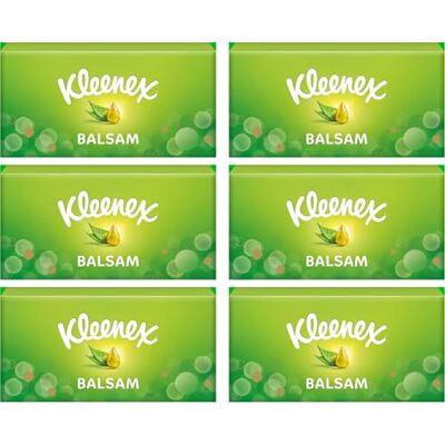 Kleenex Balsam Facial Tissues – 6 Standard Tissue Boxes Balmcare® with Aloe Vera, Vitamin E and Calendula Kleenex Balsam Facial Tissues – 6 Standard Tissue Boxes Balmcare® with Aloe Vera, Vitamin E and Calendula