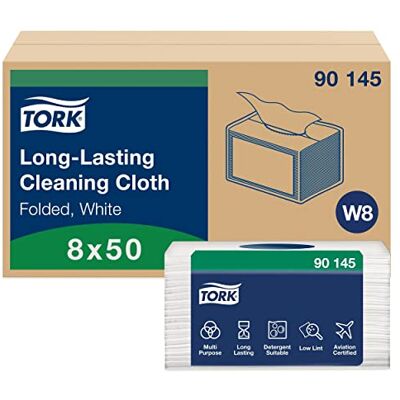 Tork Durable Cleaning Cloths (W8), White Tork Durable Cleaning Cloths (W8), White