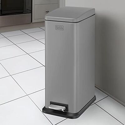 Black & Decker 20L Grey Slimline Pedal Bin - Pedal Bin Black & Decker 20L Grey Slimline Pedal Bin - Pedal Bin