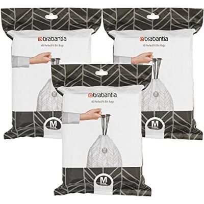 Brabantia , 60 Litre Waste Bag, Code M, Dispenser Pack, 40 Bags White/Pack of 3 Brabantia , 60 Litre Waste Bag, Code M, Dispenser Pack, 40 Bags White/Pack of 3