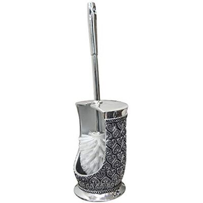 nu steel Beaded Heart Resin Toilet Cleaning Brush with Holder Bowl Scrubber, Space Saving, Contemporary Scrubbing Cleaner, Good Grip Decorative Design, Chrome, Silver nu steel Beaded Heart Resin Toilet Cleaning Brush with Holder Bowl Scrubber, Space Saving, Contemporary Scrubbing Cleaner, Good Grip Decorative Design, Chrome, Silver