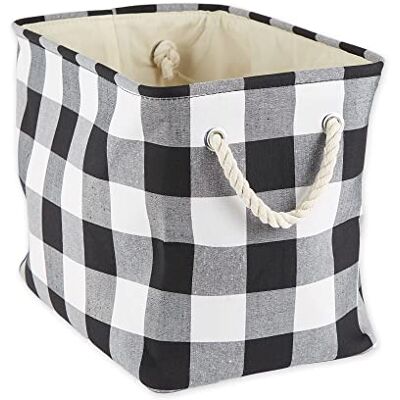 DII CAMZ10457 Polyester Storage Basket or Bin with Durable Cotton Handles, Home Organizer Solution for Office, Bedroom, Closet, Toys, Laundry, Medium, Black & White DII CAMZ10457 Polyester Storage Basket or Bin with Durable Cotton Handles, Home Organizer Solution for Office, Bedroom, Closet, Toys, Laundry, Medium, Black & White