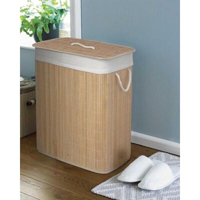 COUNTRY CLUB Oblong Eco-friendly Bamboo Laundry basket with a Lid, Washable Liner and Divider, Natural, 52 x 32 x 60cm COUNTRY CLUB Oblong Eco-friendly Bamboo Laundry basket with a Lid, Washable Liner and Divider, Natural, 52 x 32 x 60cm