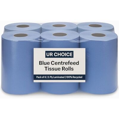 UR CHOICE Blue Roll Centrefeed Multipurpose Kitchen Towel for Cleaning Commercial & Home Environment Friendly 2PLY Pack of 6 Laminated Rolls UR CHOICE Blue Roll Centrefeed Multipurpose Kitchen Towel for Cleaning Commercial & Home Environment Friendly 2PLY Pack of 6 Laminated Rolls
