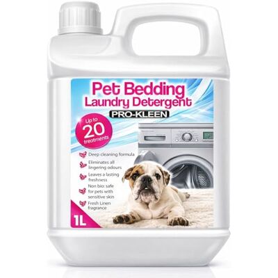 Pro-Kleen Pet Bedding Laundry Washing Detergent Fresh Linen (1L) Non-bio, Safe for Dogs with Sensitive Skin, Leaves a Lasting Freshness & Eliminates All Odours Pro-Kleen Pet Bedding Laundry Washing Detergent Fresh Linen (1L) Non-bio, Safe for Dogs with Sensitive Skin, Leaves a Lasting Freshness & Eliminates All Odours
