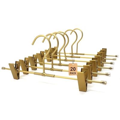 Koobay 11.8" Gold Pants Clothes Hangers, 20-PACK, Non-Slip Clips Bottom Hangers Space Saver Trouser Hangers organize Koobay 11.8" Gold Pants Clothes Hangers, 20-PACK, Non-Slip Clips Bottom Hangers Space Saver Trouser Hangers organize