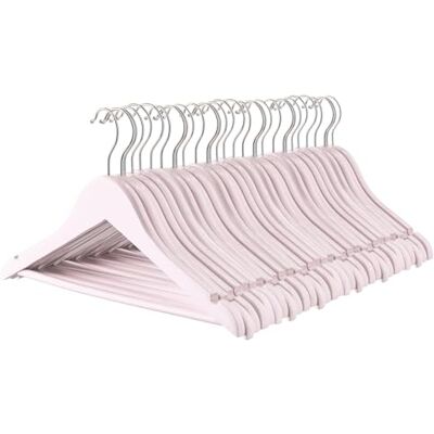 Harbour Housewares Strong Light Pink Wooden Children's Coat Hangers with 360 Degree Rotatory Hook Pack of 30 Wood Clothes Hangers with Trouser Bar and Non Slip Shoulder Notches Wardrobe Storage Harbour Housewares Strong Light Pink Wooden Children's Coat Hangers with 360 Degree Rotatory Hook Pack of 30 Wood Clothes Hangers with Trouser Bar and Non Slip Shoulder Notches Wardrobe Storage