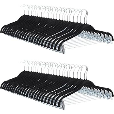Amazon Basics Velvet Skirt Hangers with Clips, 50-Pack, Black Amazon Basics Velvet Skirt Hangers with Clips, 50-Pack, Black