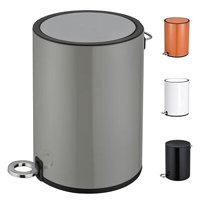 FurnitureXtra ™ Modern Style Powder Coated Soft Close Pedal Bin, Plastic Inner bucket, ABS lid (Grey 3L) FurnitureXtra ™ Modern Style Powder Coated Soft Close Pedal Bin, Plastic Inner bucket, ABS lid (Grey 3L)
