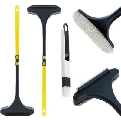 Gansdnek 2 Pcs 2-in-1 Fly Screen Cleaning Brush Set, Double-Sided Window Cleaner Wet Dry Window Glass Cleaning Brush, Fly Screen Cleaner with Crevice Brush for Screens, Mirrors, Car Windows, Bathroom Doors Gansdnek 2 Pcs 2-in-1 Fly Screen Cleaning Brush Set, Double-Sided Window Cleaner Wet Dry Window Glass Cleaning Brush, Fly Screen Cleaner with Crevice Brush for Screens, Mirrors, Car Windows, Bathroom Doors
