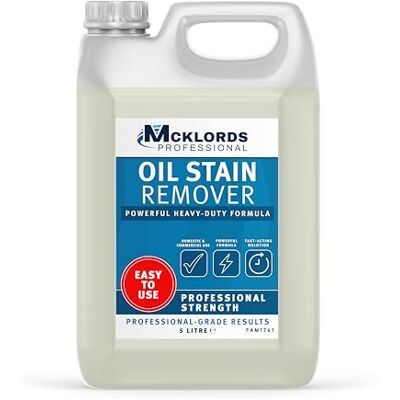 McKLords Professional Oil Stain Remover 5L Powerful Heavy-Duty Oil & Grease Cleaner for Driveways, Concrete, Garage Floors, Block Paving & Workshop Surfaces McKLords Professional Oil Stain Remover 5L Powerful Heavy-Duty Oil & Grease Cleaner for Driveways, Concrete, Garage Floors, Block Paving & Workshop Surfaces